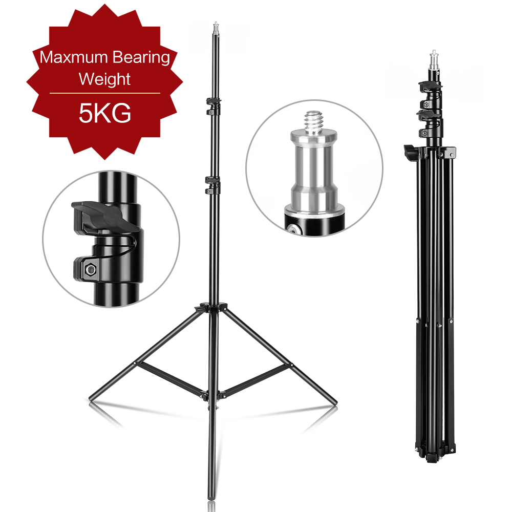 Photography Video Lighting Kit With Adjustable Tripod Stand - 240CM/7.9FT 1/4 Sekrup Penyangga Tripod Lampu