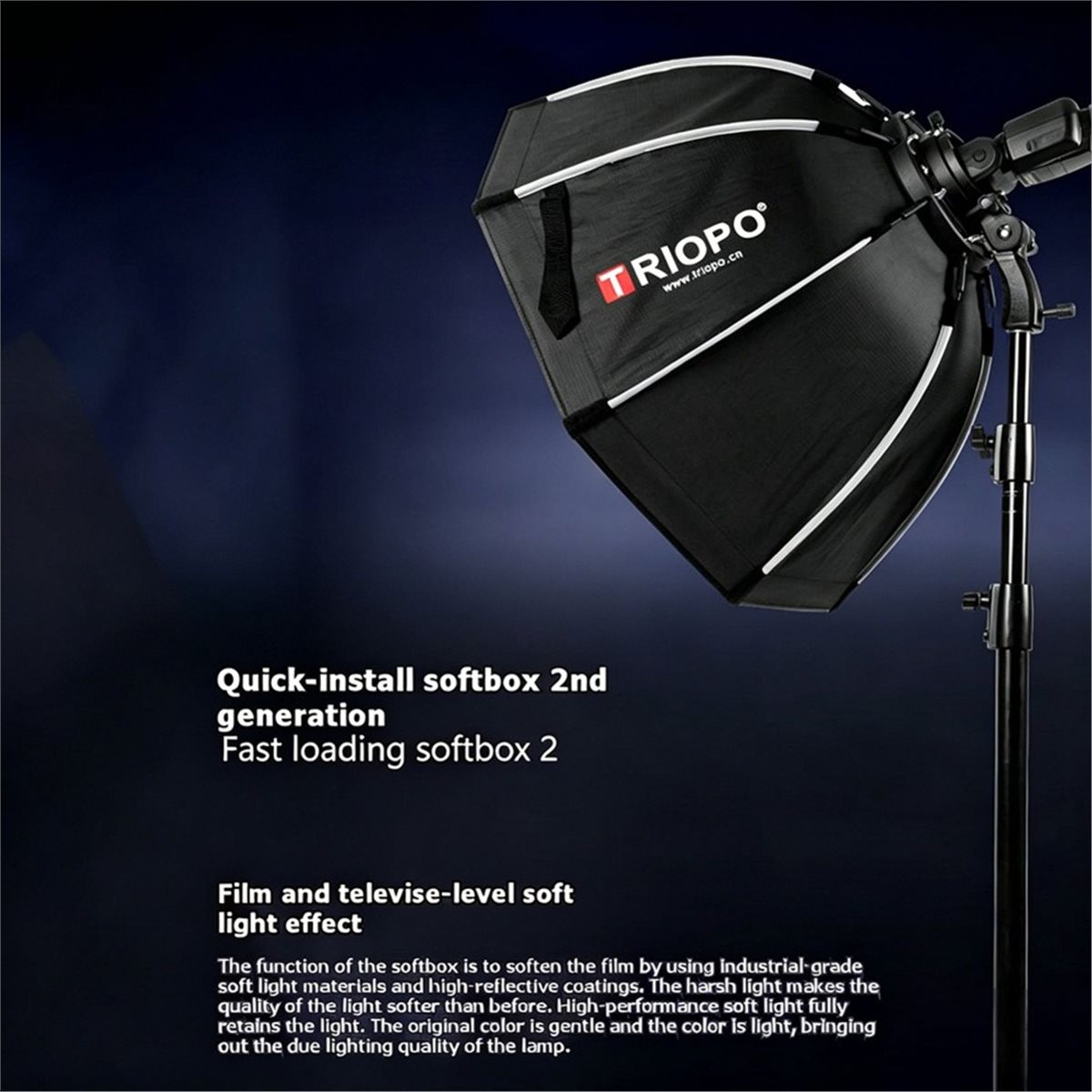Photography Lighting Grid - L70A KS2-90cm Softbox Oktagon Lipat untuk
