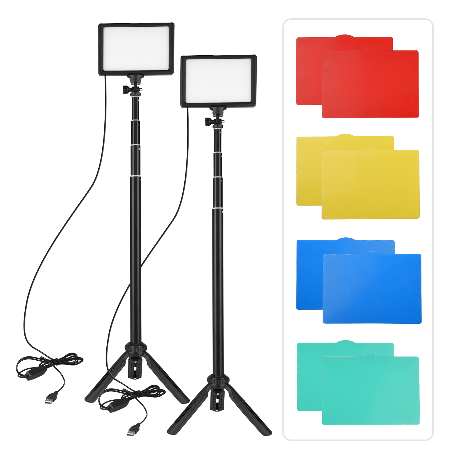 Photography Video Lighting Kit With Adjustable Tripod Stand - Andoer Kit lampu Video LED 2