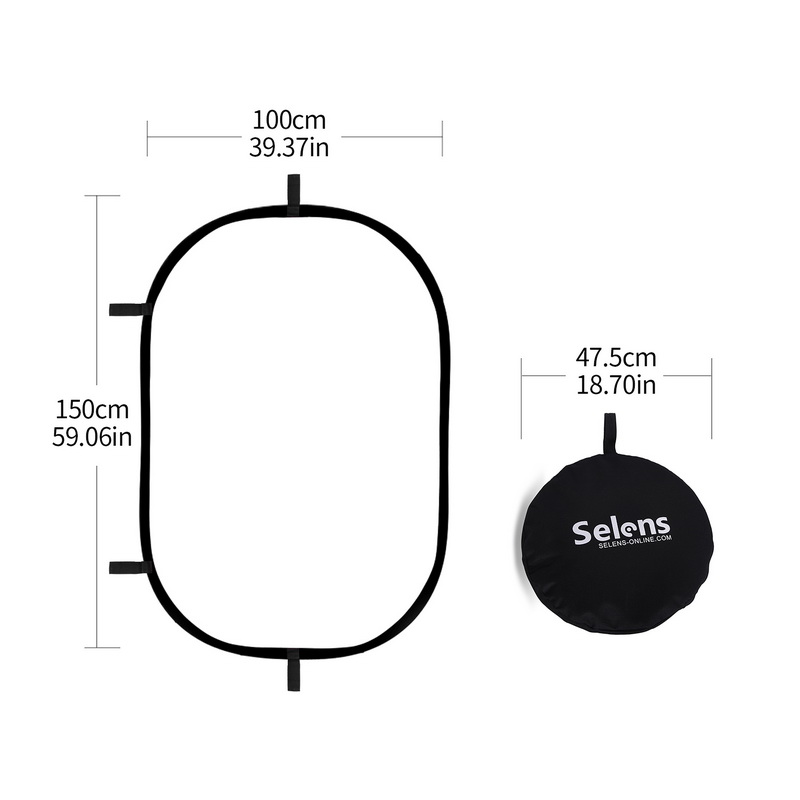 Photography Lighting Diffuser - 100X150CM Reflektor Oval Lipat Papan Cahaya