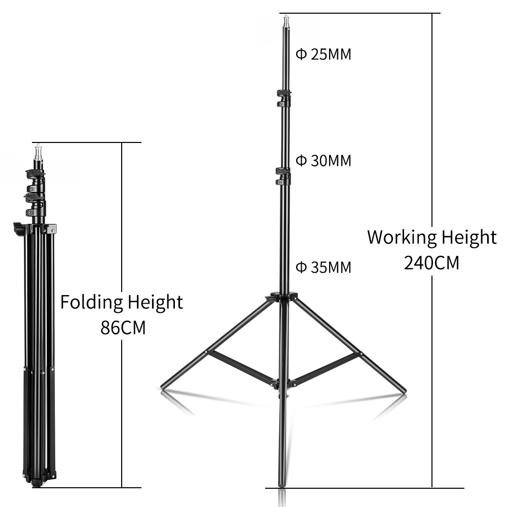 240CM/7.9FT 1/4 Sekrup Penyang - Photography Video Lighting Kit With Adjustable Tripod Stand ulasan dan harga