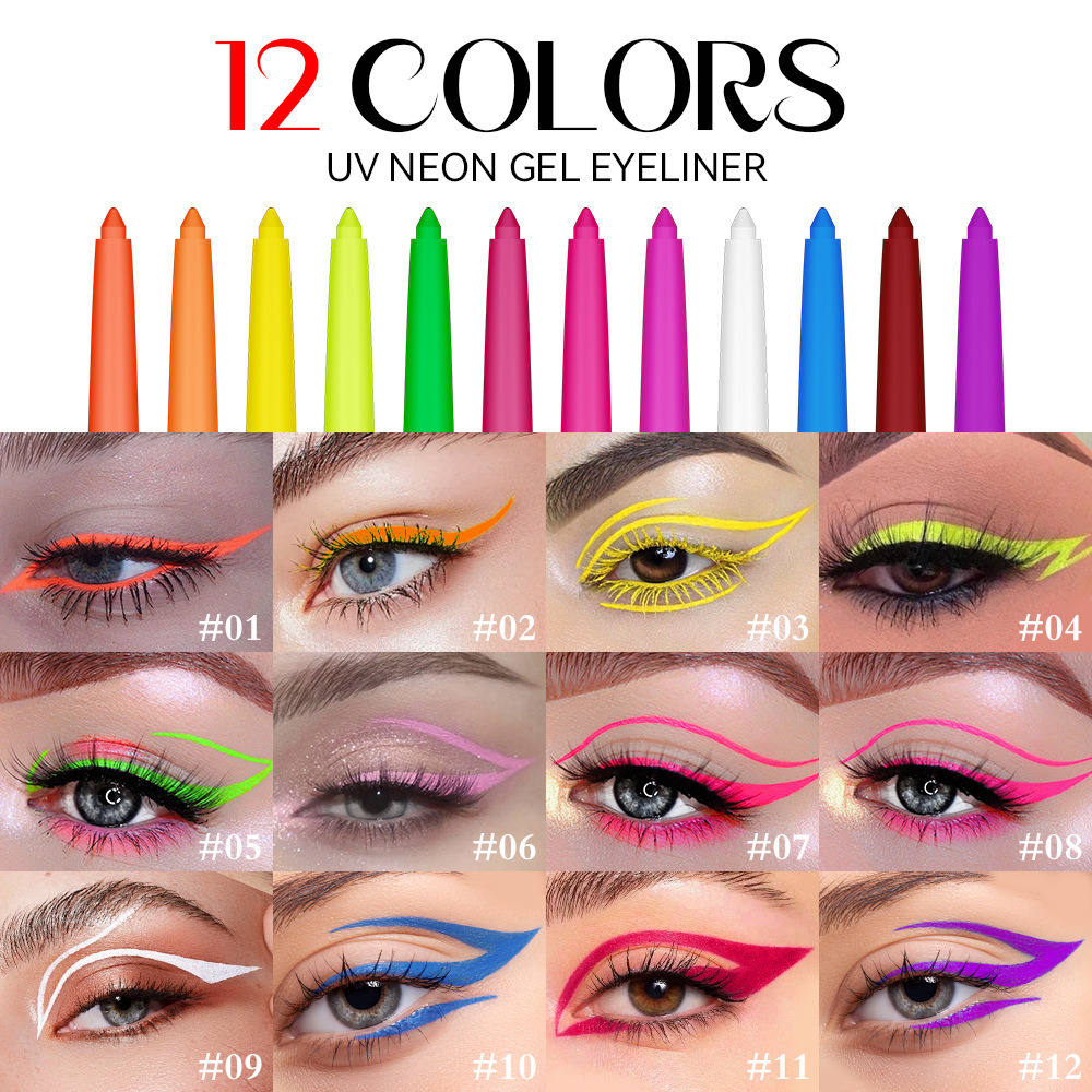 12 warna eyeliner fluorescent  - Coloured Gel Set ulasan dan harga