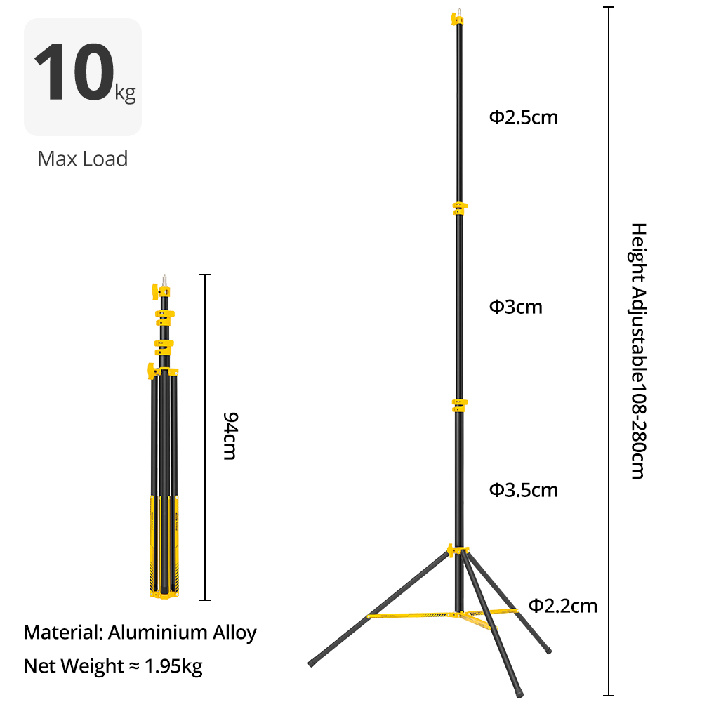 AMBITFUL GM280Y 280cm Penyangg - Photography Video Lighting Kit With Adjustable Tripod Stand ulasan dan harga